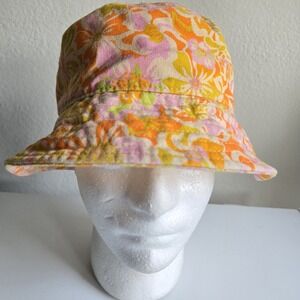 RHYTHM Floral Bucket Hat Size Medium Orange‎ Yellow Pink Vacation Tropical Beach
